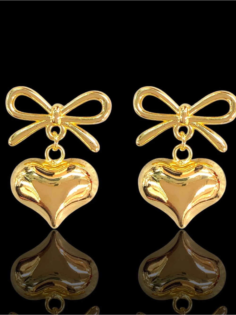 ⭐️ Bundle 5 for $13 • Gold Bow & Heart Drop Earrings
